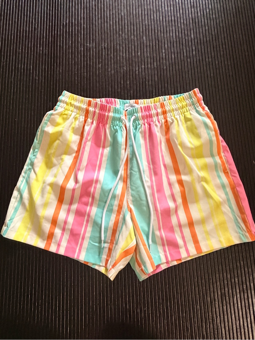 crown & ivy Multicolor Pastel Stripe Swim Trunks